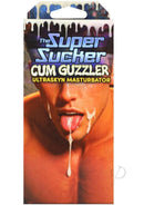 Super Sucker Cum Guzzler Ultraskyn Mouth Masturbator Vanilla packaging featuring a man with a suggestive expression.