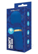 Bodywand Mighty Mini Wand Massager Blue and Gold packaging featuring a compact design and 10 vibration modes.