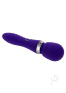 Selopa Merlin Silicone Wand Vibrator Purple/Silver with flexible neck and broad head for targeted pleasure.