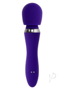 Selopa Merlin Silicone Wand Vibrator Purple/Silver with flexible neck and broad head for powerful vibrations.