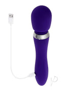 Selopa Merlin Silicone Wand Vibrator Purple/Silver with USB charging cable for powerful vibrations.