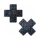 Pastease Crystal Sparkling Crosses Pasties Black with dazzling crystal details in a bold cross shape.