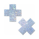 Pastease Crystal Sparkling Crosses Pasties Silver with shimmering crystal details in a cross shape.