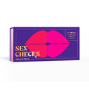 Sex Checks Spicy Or Sweet Novelty Bedroom Booklet featuring playful design with lips and 60 checks for romance.