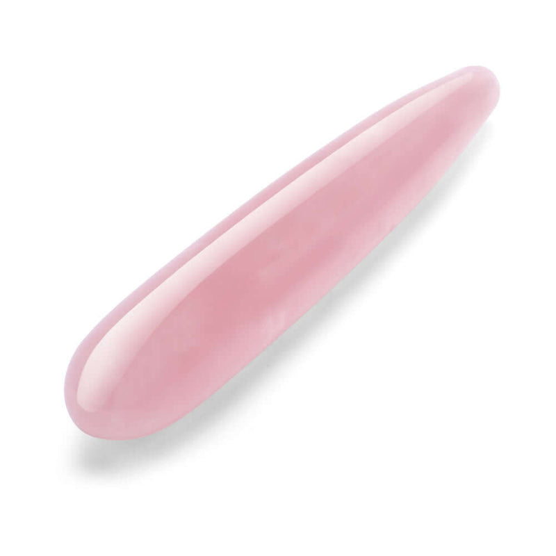 Le Wand Crystal Slim Wand Rose Quartz, hand-sculpted pleasure tool made from pure rose quartz, featuring a sleek design.