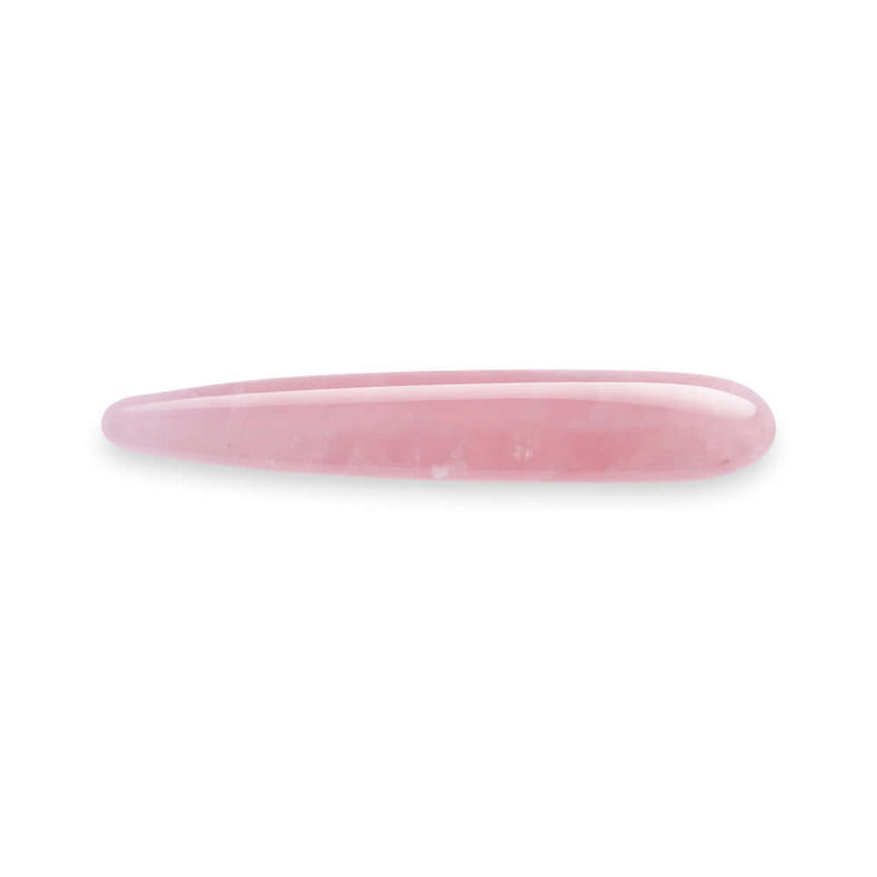 Le Wand Crystal Slim Wand Rose Quartz, a smooth, hand-sculpted rose quartz pleasure tool for self-love.