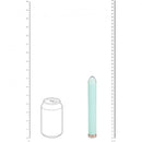Loveline Sparkle 6.3 Inch Glass Vibrator Green next to a can for size comparison.