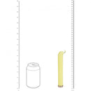Loveline Aurora 6.3 Inch G-spot Glass Vibrator Yellow displayed alongside a soda can for size reference.
