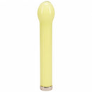 Loveline Celestia 6.3 Inch Bulb Tip Glass Vibrator Yellow displayed against a white background.