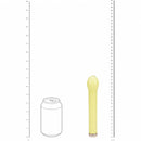 Loveline Celestia 6.3 Inch Bulb Tip Glass Vibrator Yellow next to a can for size comparison.