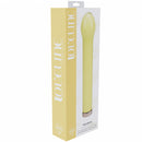 Loveline Celestia 6.3 Inch Bulb Tip Glass Vibrator Yellow in elegant packaging with a sunny yellow design.