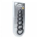Levelz Classic Silicone Cock Ring Set Of 6 Black in packaging, featuring six body-safe silicone rings in various sizes.