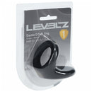 Levelz Double O Silicone Cock Ring M Black packaging with ring featured prominently.