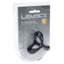 Levelz Tri O Ergo Silicone Cock Ring Black in packaging showcasing its three-loop design for structured support.