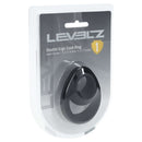 Levelz Double Ergo Silicone Cock Ring Black packaging showcasing its design and features.