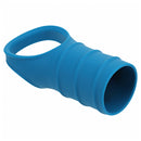 Levelz Silicone Cock Ring & Ribbed Sleeve Teal, a teal silicone pleasure product with ribbed texture for enhanced stimulation.