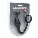 Levelz Silicone Cock Ring With Prostate Stimulator M Black packaging with ergonomic design for targeted pleasure.