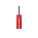 Ouch Leather Slit Spanking Paddle Red displayed against a white background, showcasing its unique design.