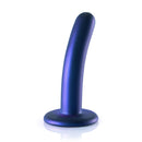 Smooth Silicone G-spot Dildo 5 inch Metallic Blue with a strong suction cup base for hands-free pleasure.