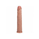 RealRock Extra Long Realistic Dildo No Balls 14 inch Tan featuring a lifelike design and pronounced veins on the shaft.
