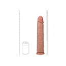 RealRock Extra Long Realistic Dildo No Balls 14 inch Tan beside a can for size comparison.