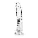 Realrock Crystal Clear Slim 8 Inch Dildo Transparent with a sleek design and crystalline finish.