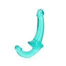 Realrock Crystal Clear Strapless Strap-On 6 Inch Turquoise - translucent pleasure toy for shared intimacy.