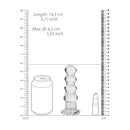 Realrock Crystal Clear Curvy Dildo 5.5 inch Transparent size comparison with ruler and objects for scale.