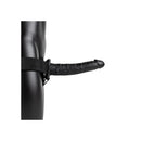 Realrock 10 Inch Hollow Strap-On Without Balls Black shown on a mannequin with adjustable waistband.
