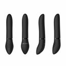 Shots Pleasure Kit 4 Interchangeable Vibrator Set Black featuring four sleek black vibrators for versatile stimulation.