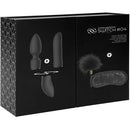 Shots Pleasure Kit 4 Interchangeable Vibrator Set Black showcasing sleek design with interchangeable attachments.