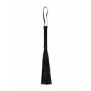 Ouch Luxury Faux Leather Flogger Whip Black showcasing its sleek design and faux leather falls.