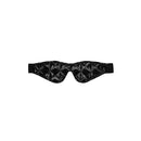 Ouch Luxury Faux Leather Eye Mask Black featuring sleek, glossy design for sensory play.