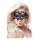 Ouch Princess Lace Eye Mask Black worn by a model, showcasing intricate lace design and stunning elegance.