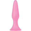 Shots Toys Silky Buttplug Big Pink with conical shape and suction cup base for comfortable anal stimulation.