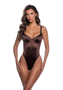 Roma Midnight Essentials Bodysuit Medium Brown showcasing a sleek, figure-flattering fit with luxurious stretch satin.