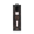Rosy Gold Nouveau Wand Vibrator packaging featuring a sleek design for versatile stimulation.