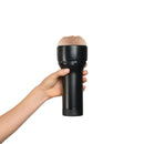 Feel Molly Stewart By Kiiroo Male Stroker held in hand against a white background, showcasing realistic design.