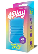 Bodywand 4Play Wavy Grip Stroker Blue packaging showcasing nubby texture and ergonomic design.