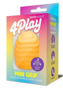 Product packaging of Bodywand 4Play Mini Grip Stroker Orange, showcasing its versatile and textured design.