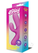 Bodywand 4Play Hoppy Feels Rechargeable Rabbit Vibrator Pink packaging showcasing 10 vibration modes and USB rechargeable design.