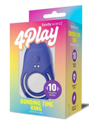 Bodywand 4Play Bonding Time Silicone Cock Ring Navy packaging with 10 vibration modes and splashproof design.
