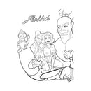 Aladdick illustration from Wood Rocket Porn Parody Adult Coloring Book with humorous characters and scenes.
