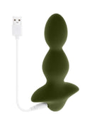 Selopa Rocket Plug Silicone Rechargeable Green with USB charging cable for flexible anal play.