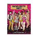 Wood Rocket Bachelorette Party Adult Coloring Book cover featuring lively characters celebrating with humor and fun.