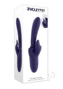 Evolved Tongue Twisted Silicone Clitoral Stimulator Purple packaging showcasing flicking tongues and controls.