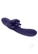 Evolved Tongue Twisted Silicone Clitoral Stimulator Purple with flickering tongues and textured shaft.