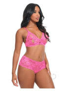 Oh La La Cheri Goodnight Kiss Lingerie Set Small Medium Pink displayed on a model showcasing its elegant design.