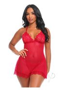 Oh La La Cheri Aliza Babydoll Small/Medium Red featuring a seductive design in a stunning sheer red fabric.