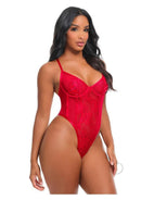 Oh La La Cheri Brielle Teddy Large/XLarge Red showcased in bold red, body-hugging design perfect for lingerie collections.